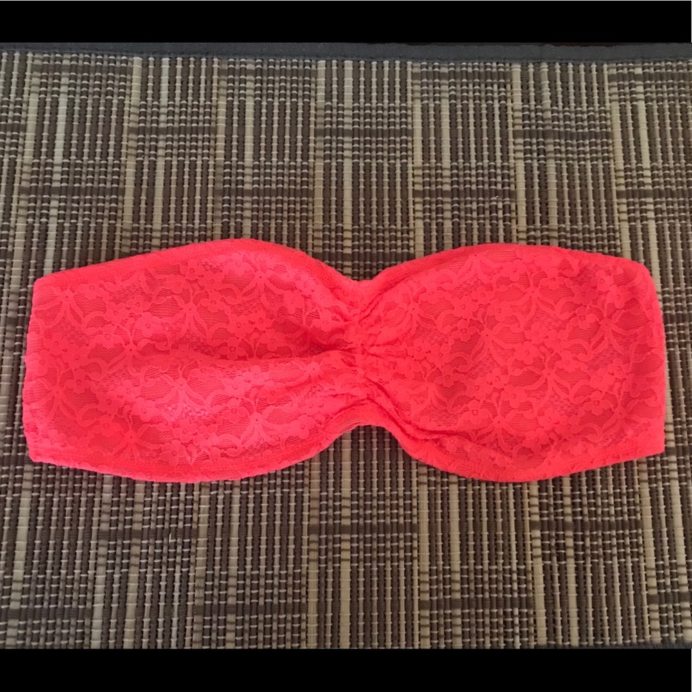 Pink/orange colored Lace Bandeau Top